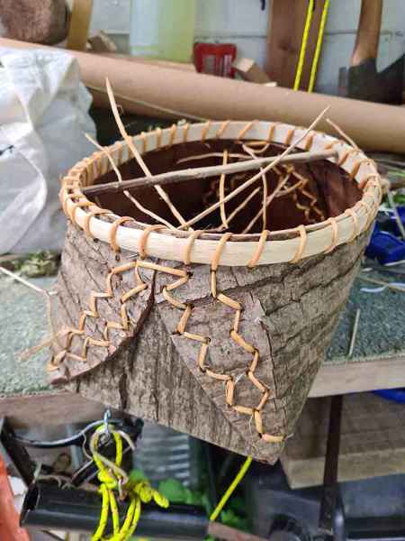 Sweet chestnut container stitched